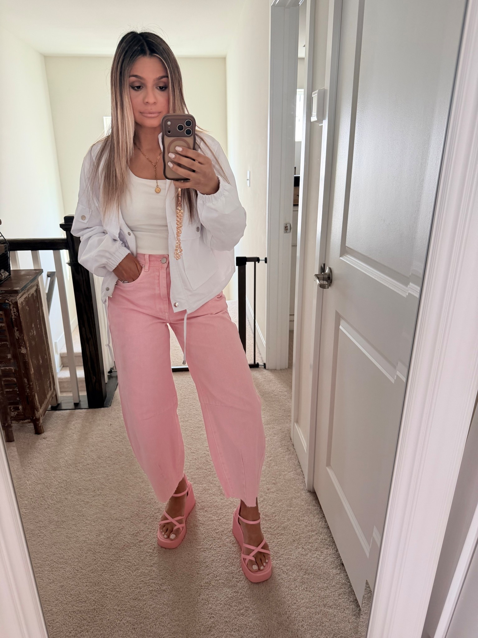 Loving these pink barrel jeans for spring ! Paired with this lightweight top 
Wearing a size 27 in the denim 

#LTKMothersDay #LTKgrwm #LTKdayinmylife
