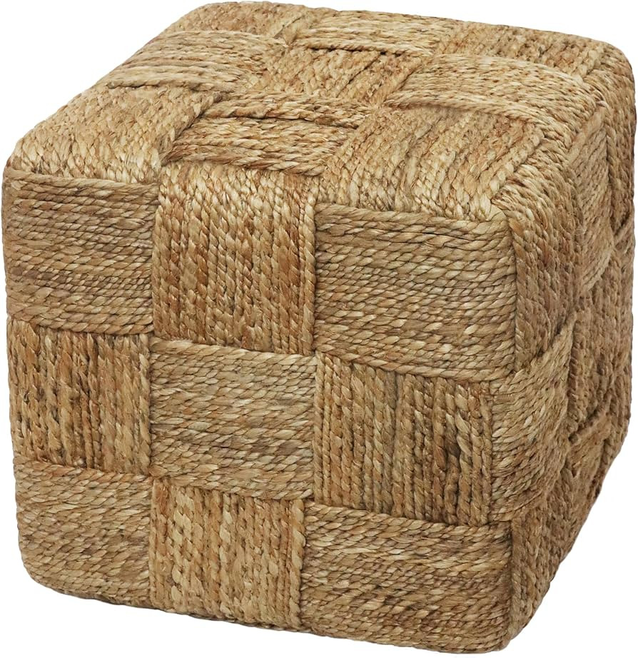 COTTON CRAFT Basketweave Jute Pouf - Natural Jute Rope Square Pouf Ottoman – Boho Foot Stool - ... | Amazon (US)