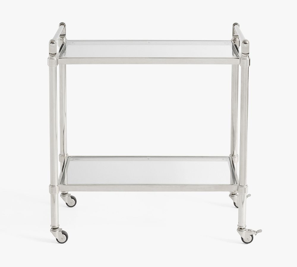 Everson Bar Cart, Nickel | Pottery Barn (US)