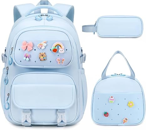 DIGOBAY DIY Girls Backpack for School with Lunch Bag Pencil Case & Charms | 3PCS Backpack for Gir... | Amazon (US)