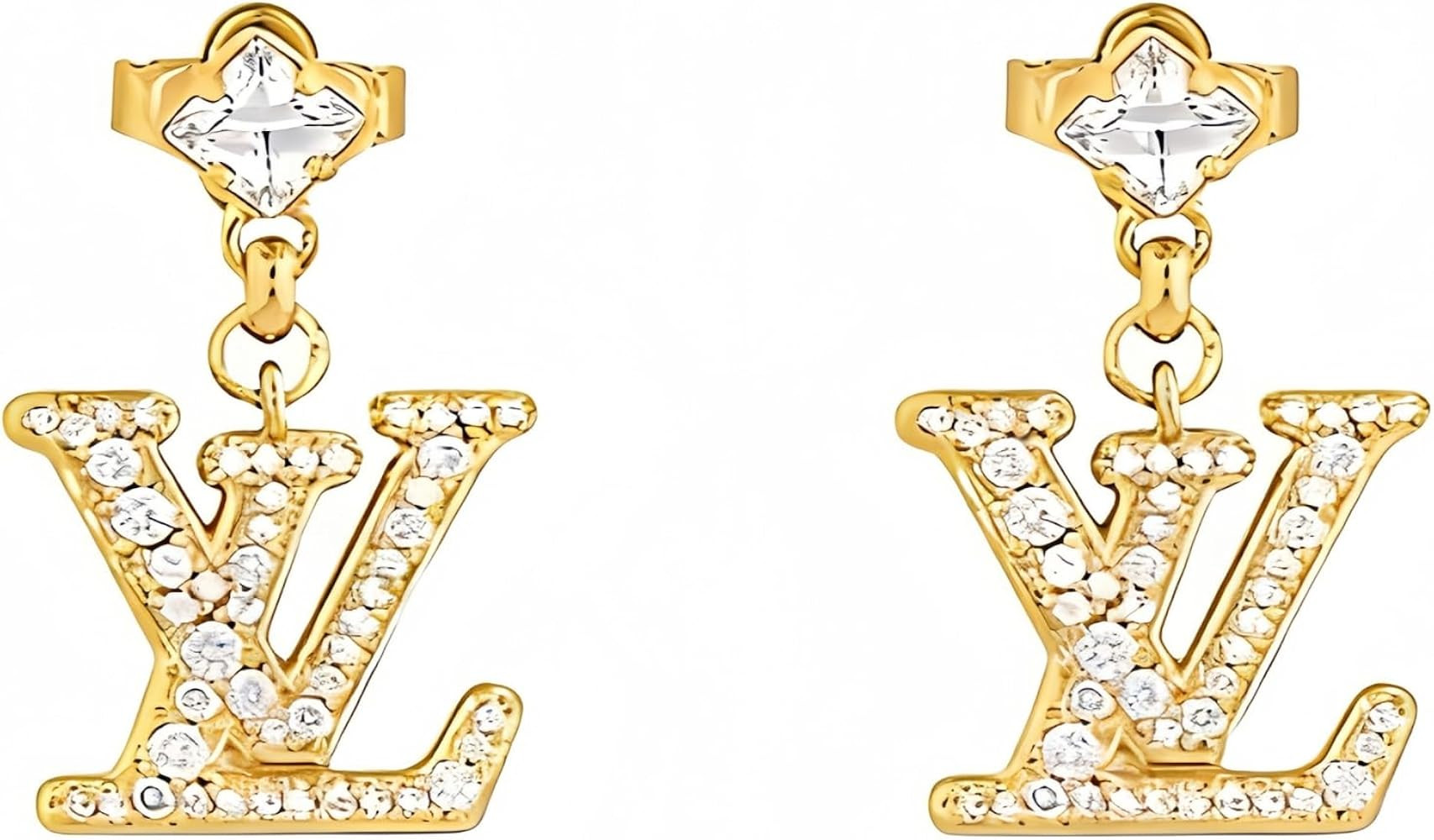 Designer luxury 18k Gold-Tone Crystal Dangling Earrings, Rhinestone Embellished Drop Earrings Mon... | Amazon (US)