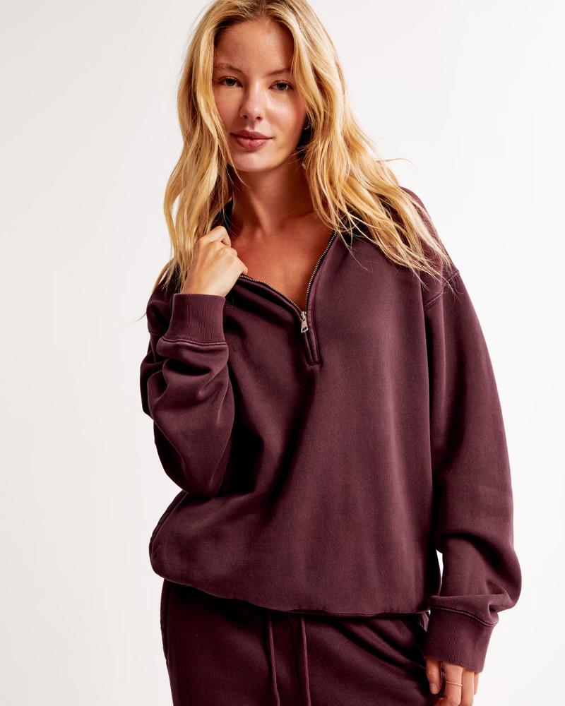 Women's Essential Vintage Sunday Half-Zip | Women's New Arrivals | Abercrombie.com | Abercrombie & Fitch (US)