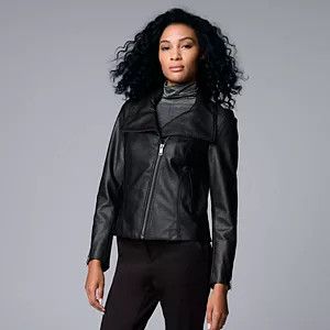 Women's Nine West Faux-Leather Moto Jacket | Kohl's
