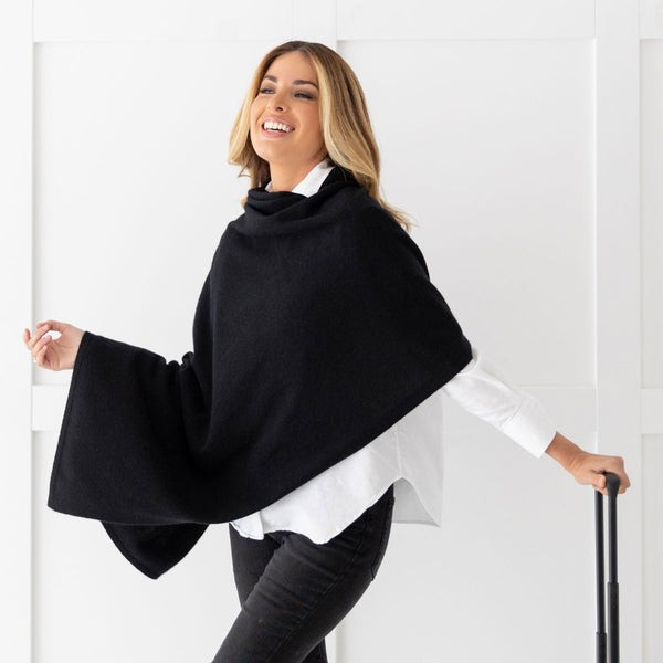 The Dreamsoft Travel Scarf in CloudSpun™ Recycled Cashmere - Black | zestt organics