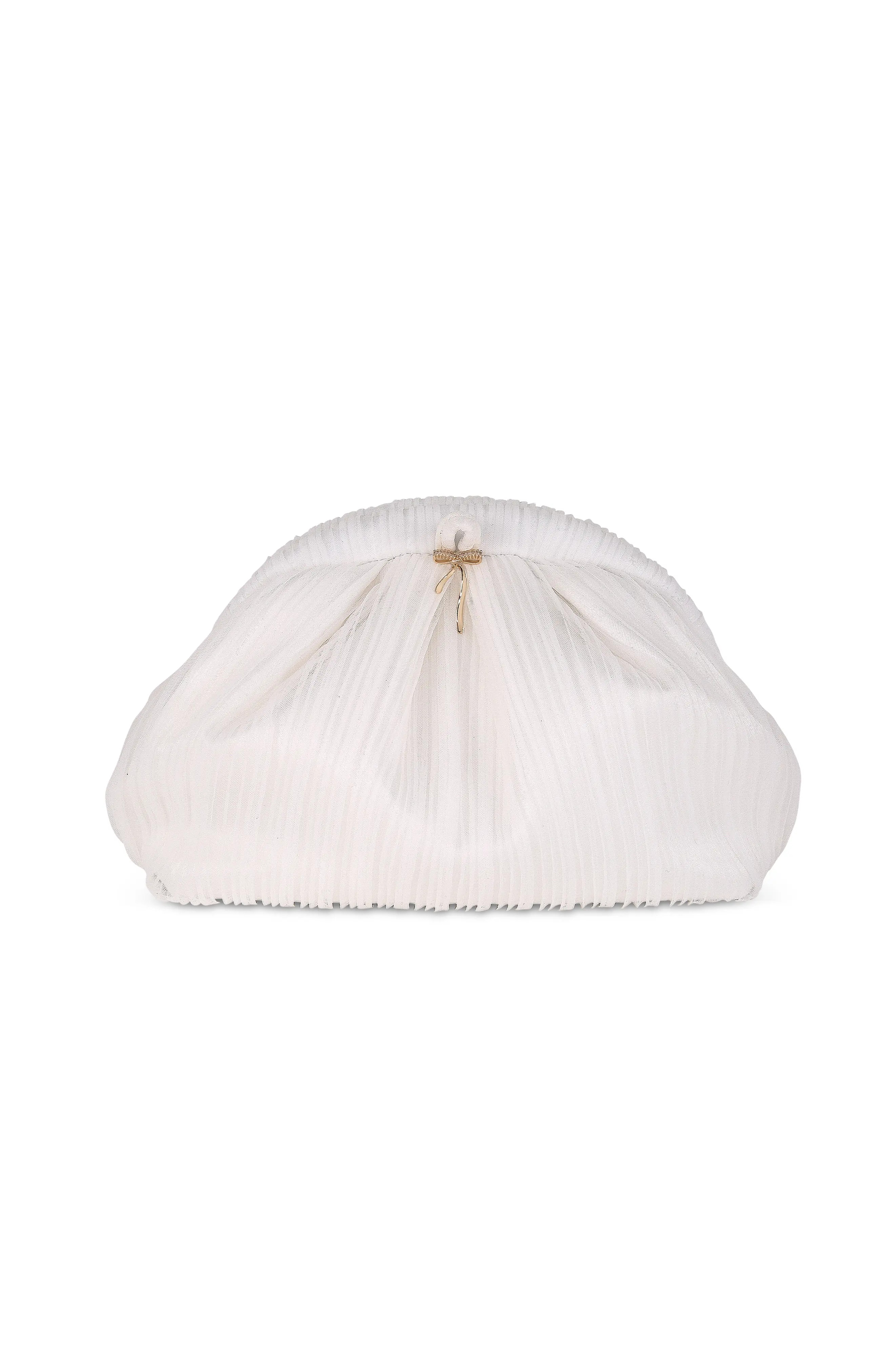 Jewel Badgley Mischka Vale Pleated Tulle and Satin Mini Pouch Clutch (Women) | Nordstrom | Nordstrom