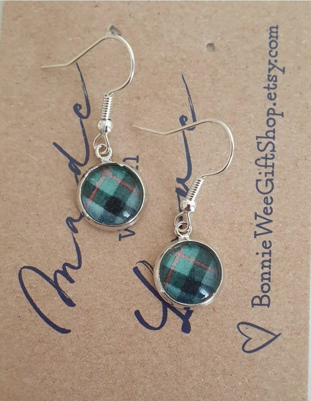 Sterling Silver, Dangly Clan Tartan Earrings. Any Tartan Available. - Etsy | Etsy (US)
