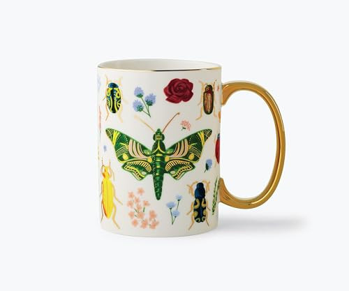 RIFLE PAPER CO. Curio Porcelain Mug - Porcelain 16 OZ Mug, Full-Color Illustration with Metallic Gold Accents, 4.5" L x 3.125" W, Intricate Nature Designs with Gilded Rim and Handle | Amazon (US)