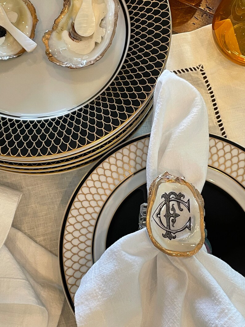 Personalized Oyster Shell Napkin Rings,set of 6, Monogrammed, Custom, Bespoke, Wedding, - Etsy | Etsy (US)