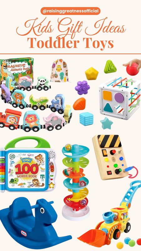 Discover the perfect gift ideas for toddlers with these engaging toys! From magnetic animal trains to sensory busy boards, shape sorters to musical instruments, these toys offer endless fun and learning opportunities for little ones. Explore a variety of options to spark creativity and imagination in your child. 🎁👶 #KidsGiftIdeas #ToddlerToys

#LTKkids #LTKbaby