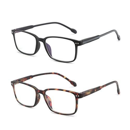 BLUEMOKY Blue Light Reading Glasses Men Women, Computer Glasses 2 Pack, Bluelight Blocking Reader, Rectangle Frame, Anti Eyestrain | Amazon (US)
