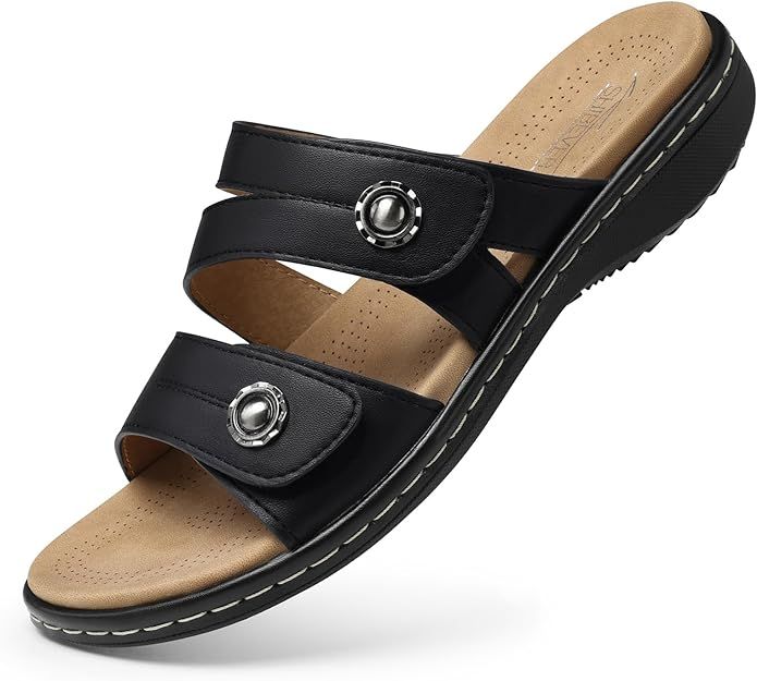 SHIBEVER Flat Sandals Women Dressy: Non Slip, Arch Support, Open Toe, Comfortable, Walking Sandal | Amazon (US)