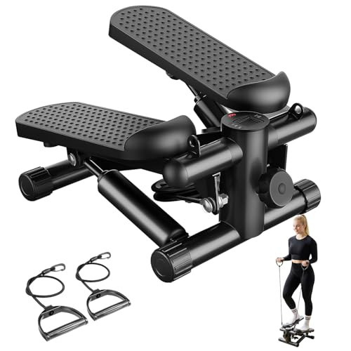 Mini Stair Steppers with Resistance Bands for Exercise at Home, Portable Exercise Twist Stepper Machine for Full Body Workout, Hydraulic Fitness Stepper with LCD Monitor, Black | Amazon (US)