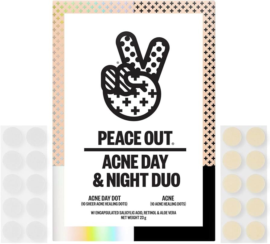 Peace Out Skincare Acne Day & Night Duo. 6-hour Fast Acting Sheer Hydrocolloid Pimple Patches and... | Amazon (US)