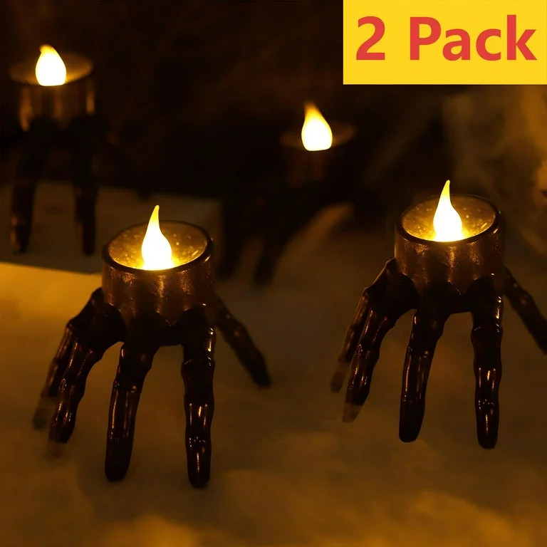 Qocolcyl 2 Pack Halloween Skeleton Lights Decorations, Halloween Candles Lamp Decoration Ornament... | Walmart (US)