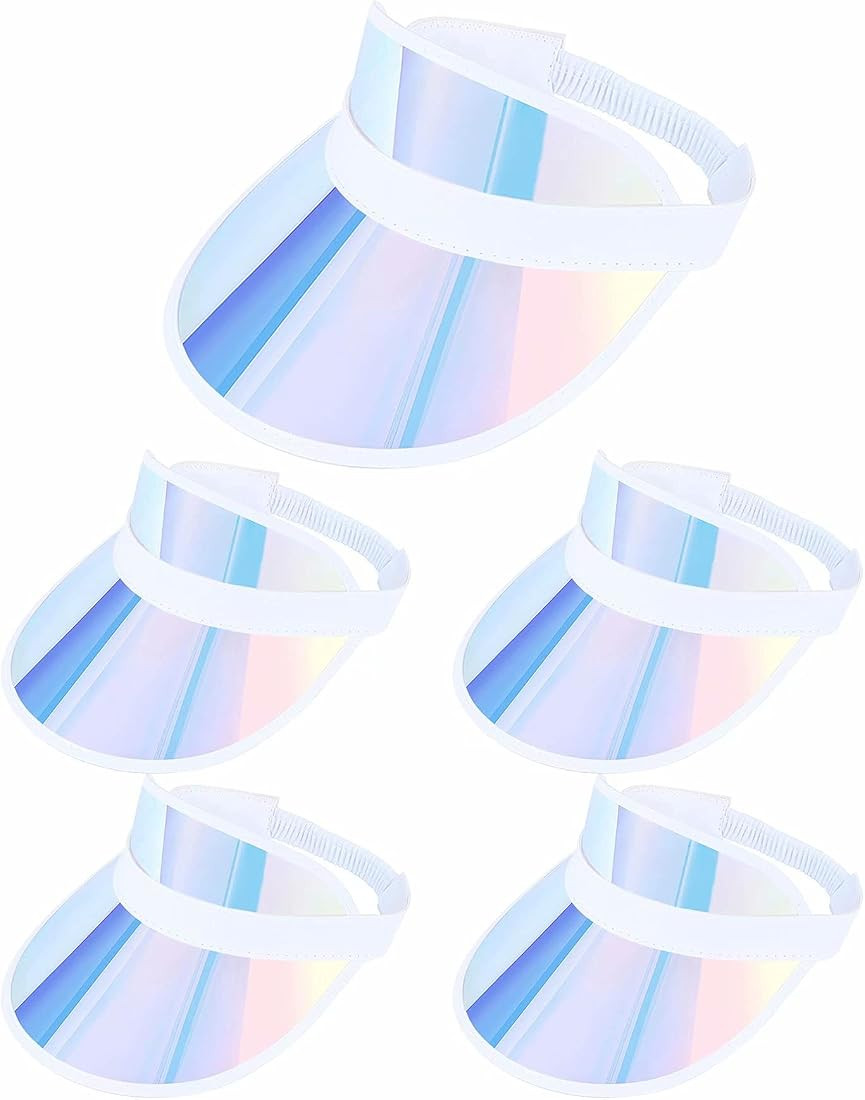 5 Pack Sun Visor Hats Women Clear Colorful Party Outdoor Sports Beach Golf Cap | Amazon (US)