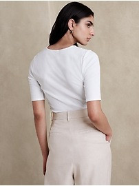 Ribbed Elbow-Sleeve T-Shirt | Banana Republic (US)