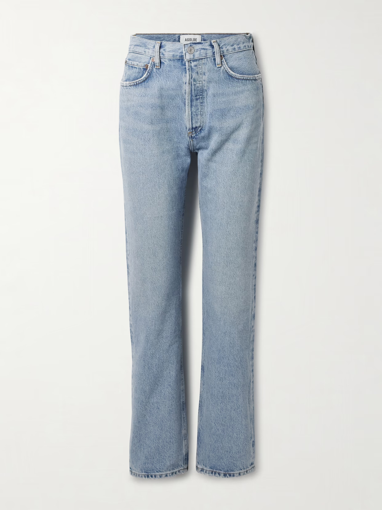 AGOLDE - 90's Pinch Waist Long Frayed High-rise Straight-leg Jeans - Light denim | NET-A-PORTER (UK & EU)