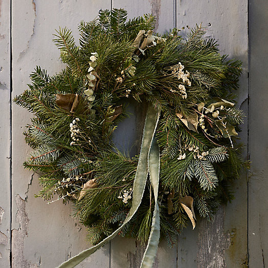 Fresh Noble Fir, Eucalyptus + Pearly Everlasting Wreath | Terrain
