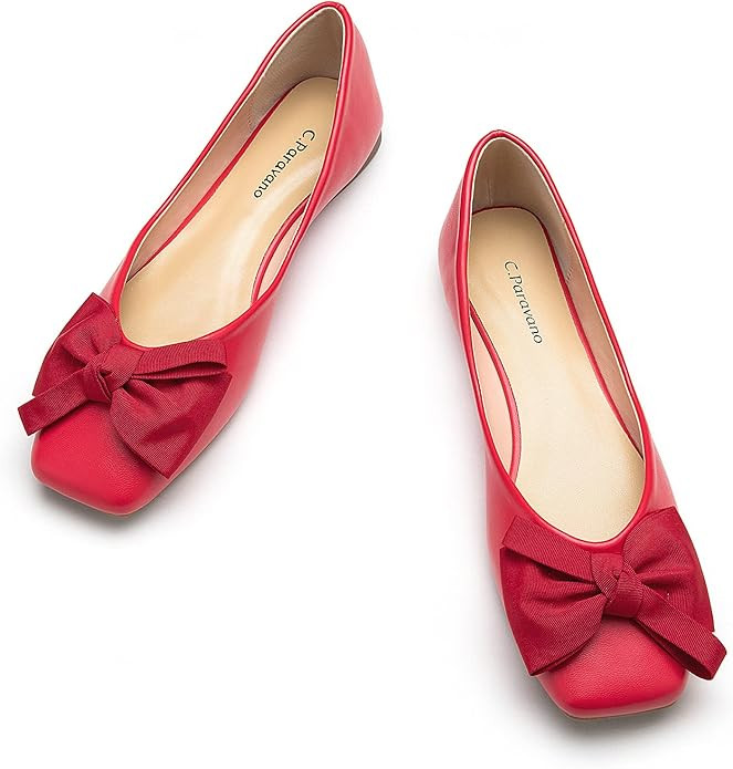 C.Paravano Women's Flats | Square Toe Shoes for Women | Leather Flat Shoes for Women | Slip On Ba... | Amazon (US)
