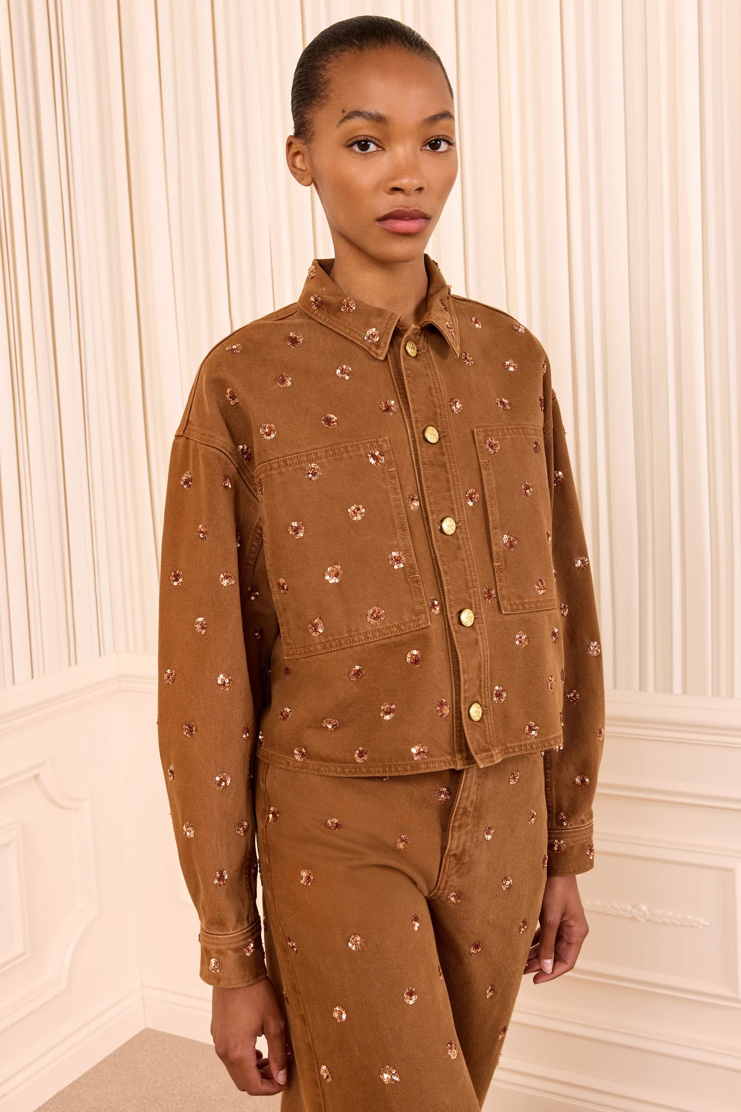 The Bobbi Embellished Denim Jacket - Embellished Umber | Ulla Johnson
