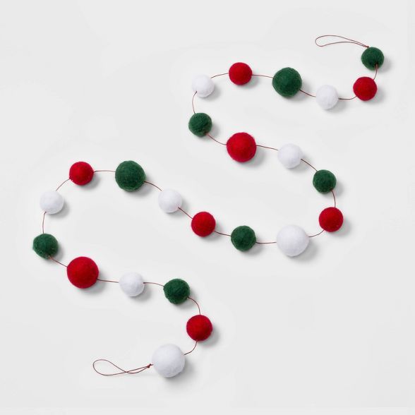 72in Felt Ball Christmas Garland Red Green & White - Wondershop™ | Target