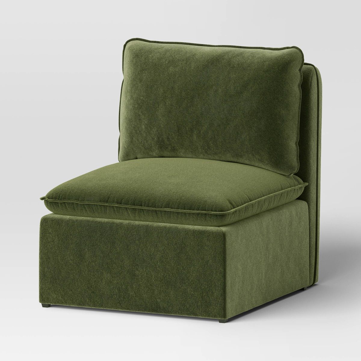 Haven Velvet Modular French Seam Sofa Chair Dark Green - Threshold™ | Target