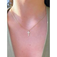 Solid Gold Cross Necklace, Classic Crucifix Necklace in 14K Gold, Religious With Cross, Dainty | Etsy (US)
