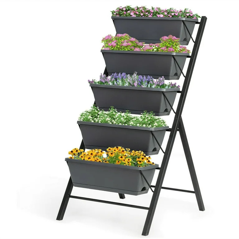 Costway 4 FT Vertical Raised Garden Bed 5-Tier Planter Box for Patio Balcony Flower Herb | Walmart (US)