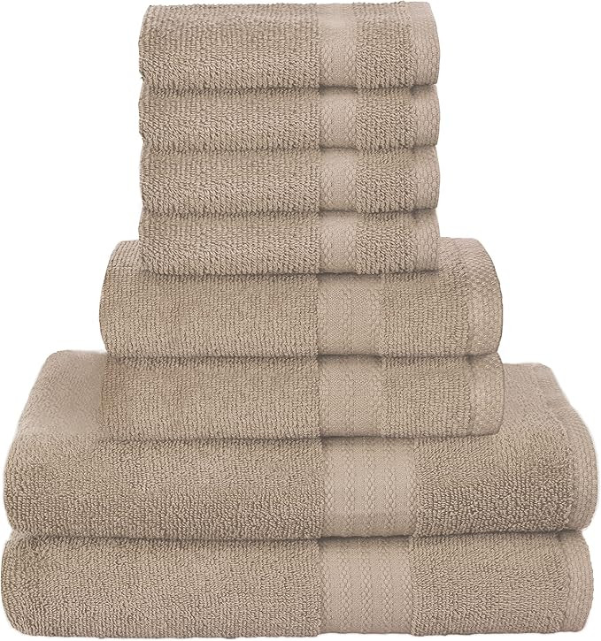 GLAMBURG Ultra Soft 8-Piece Towel Set - 100% Pure Ringspun Cotton, Contains 2 Oversized Bath Towe... | Amazon (US)