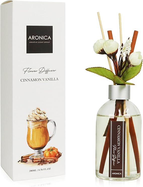 Aronica Flower Reed Diffuser, Cinnamon Vanilla Scent, 6.76 oz, Fall Bathroom Decor Accessories, K... | Amazon (US)