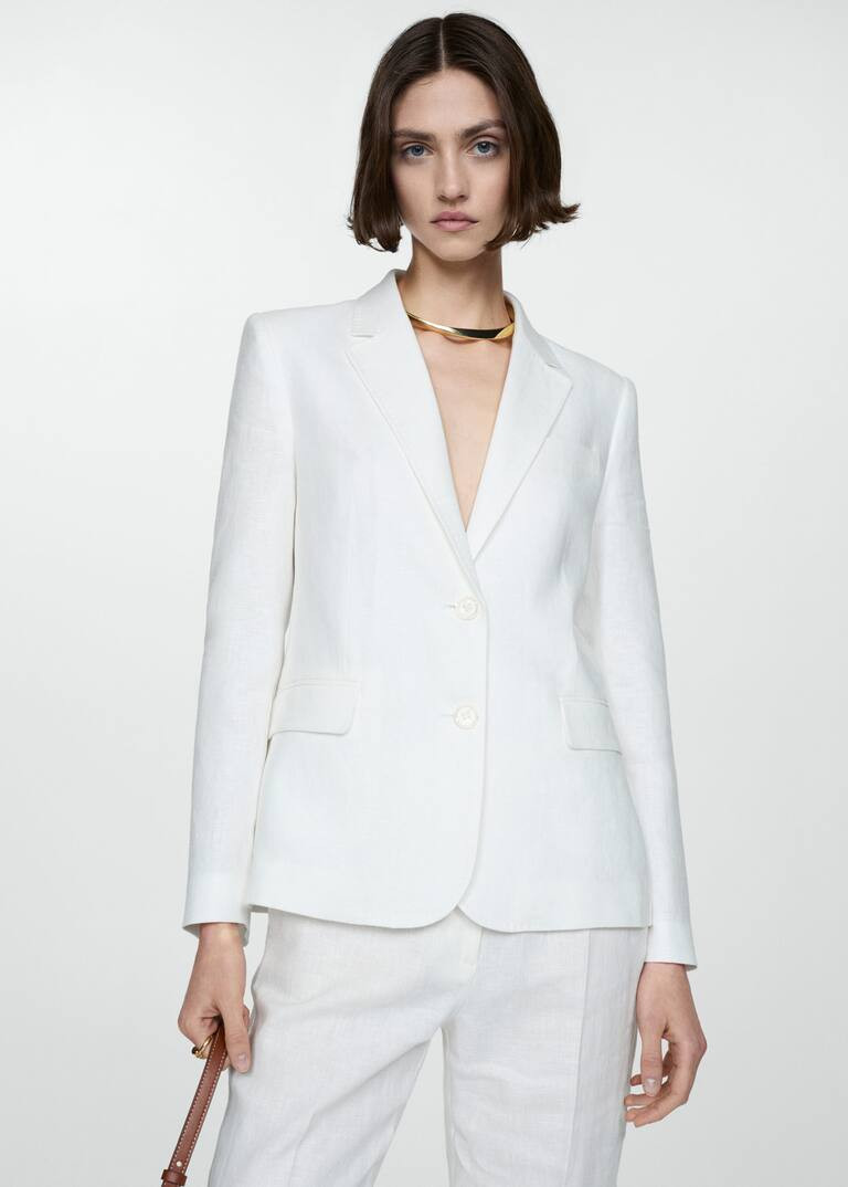 100% linen suit blazer -  Women | Mango United Kingdom | MANGO (UK)
