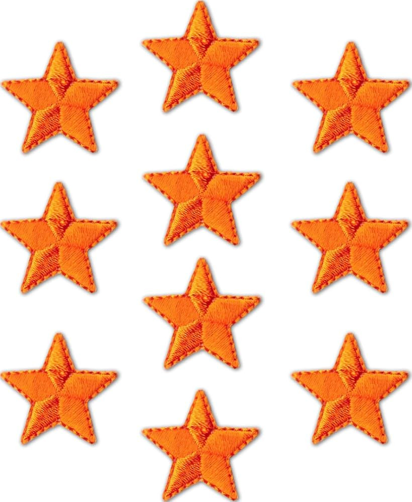 Orange One Inch Star Patches, (10-Pack) Iron On Star Embroidered Patch Applique Embellishments fo... | Amazon (US)