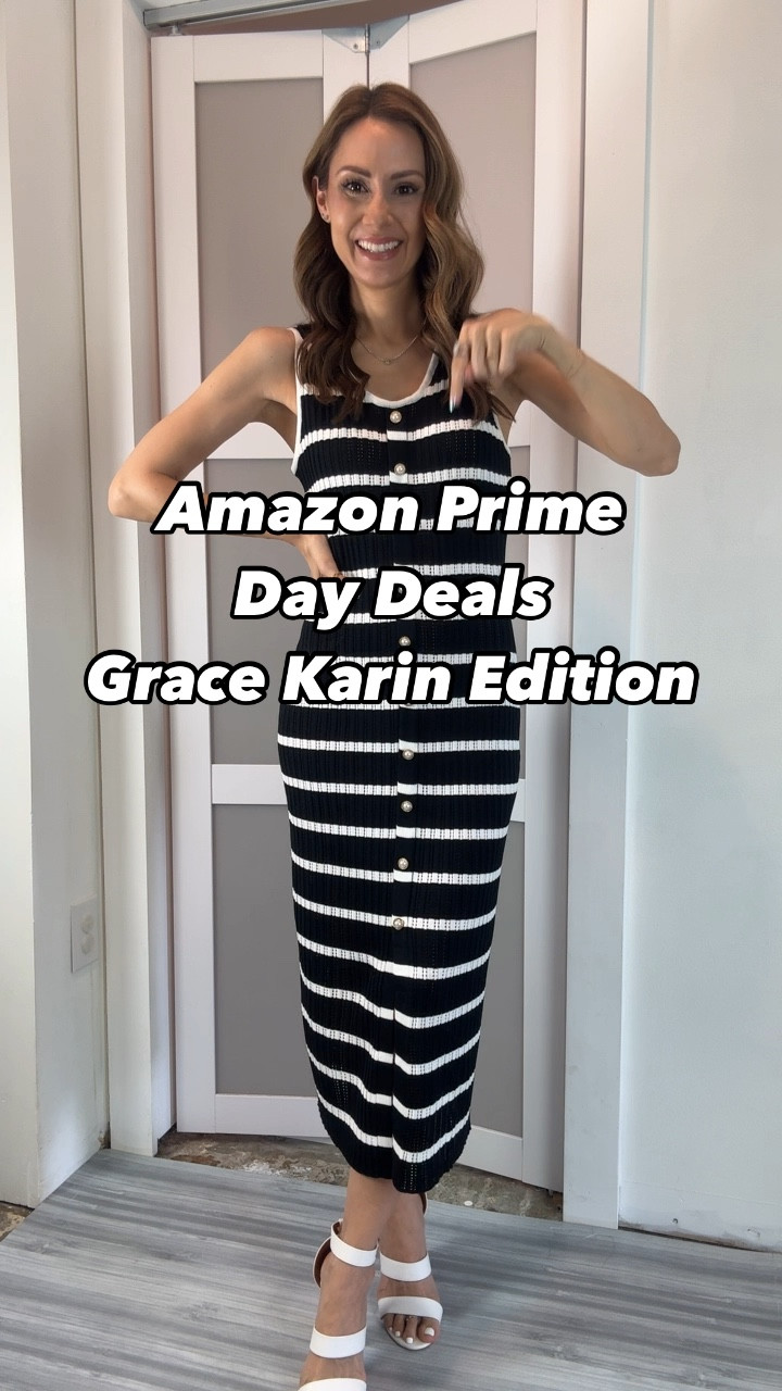 Loving all of these looks from Grace Karin! Details on each in the previous posts but I’ll share the codes here again for discounts on top of prime day sales!
Promo code: OKTYUO63 - black striped dress
Promo code: 05P3711Z - polka dot dress
Promo code: BCM67NAI - pink floral dress
Promo code: MICHE716 - cropped cardigan 
Promo code: ODNCA5S5 - fitted floral dress
Promo code: C8FEKU8W - eyelet dress linked but now shown. It’s the same style as the pink floral but offered in solid colors! 
These looks range from back to school to parties and can be dressed up or down with the change of shoes and a jacket for the fall! And these midi dresses are just 😍😍