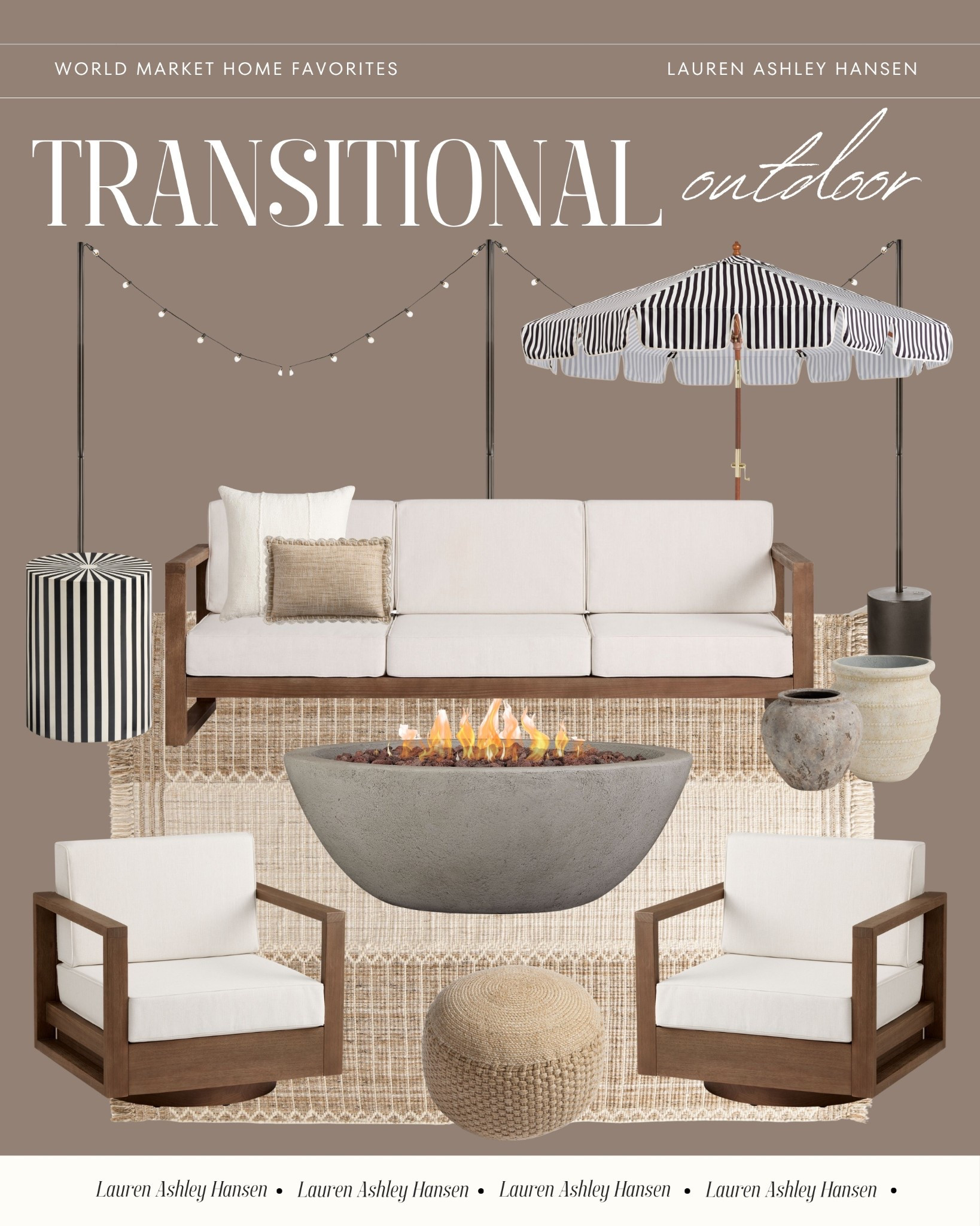 Love this affordable and transitional outdoor living inspiration all from World Market! Pieces that will last you years and provide a cozy outdoor oasis year after year! 

#LTKHome