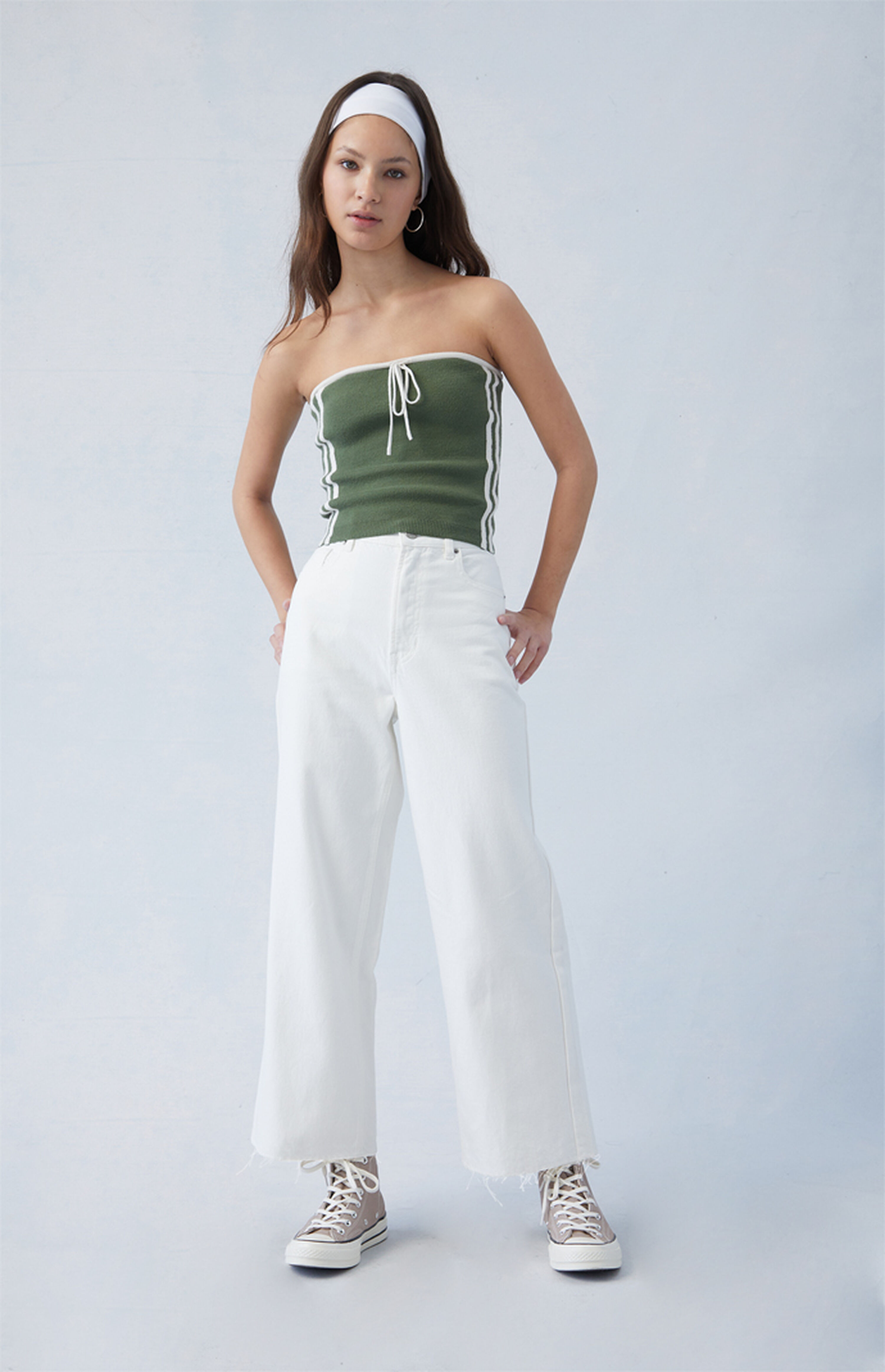 PacSun Eco White Cropped Wide Leg Jeans | PacSun