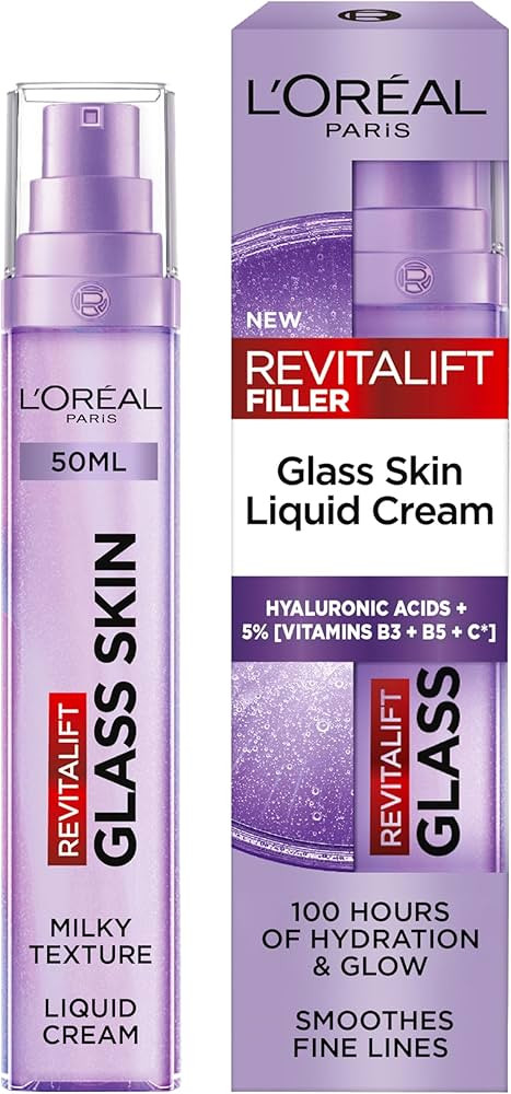 L'Oreal Paris Revitalift Filler Glass Skin Liquid Cream, Hybrid Milky Serum + Moisturiser, Korean... | Amazon (UK)