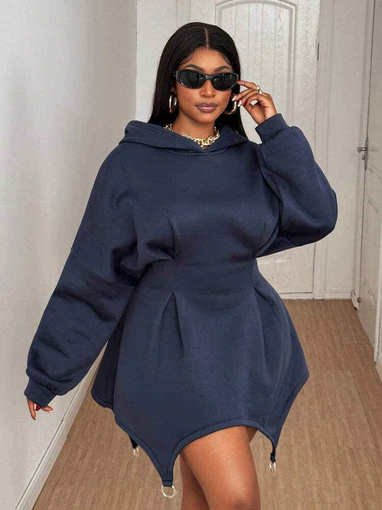 Maweii Plus Size Casual Solid Color Drawstring Hooded Long Sleeve Sweatshirt Winter Fall Autumn | SHEIN