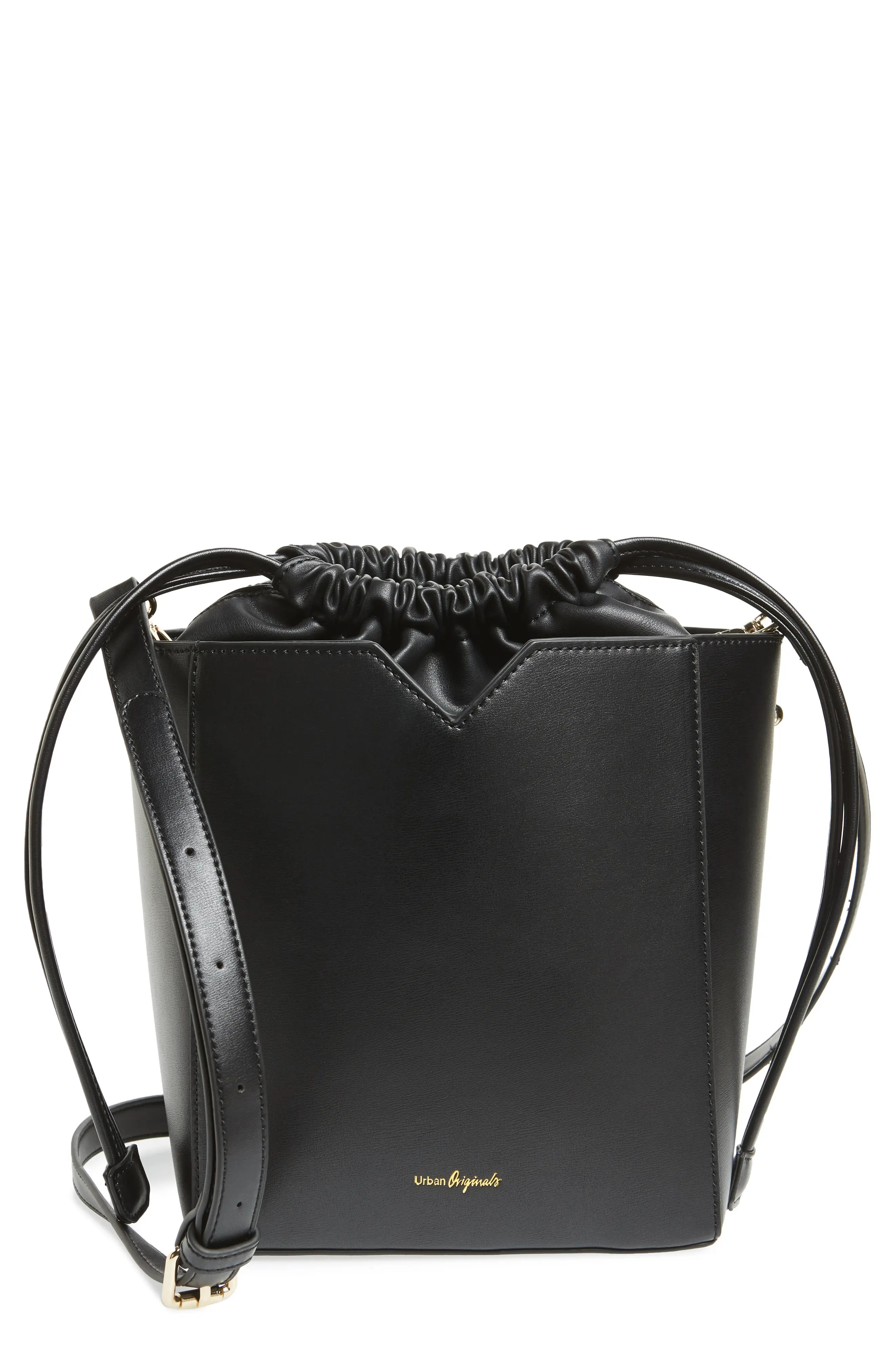 Urban Originals Be Yourself Vegan Leather Bucket Bag - Black | Nordstrom
