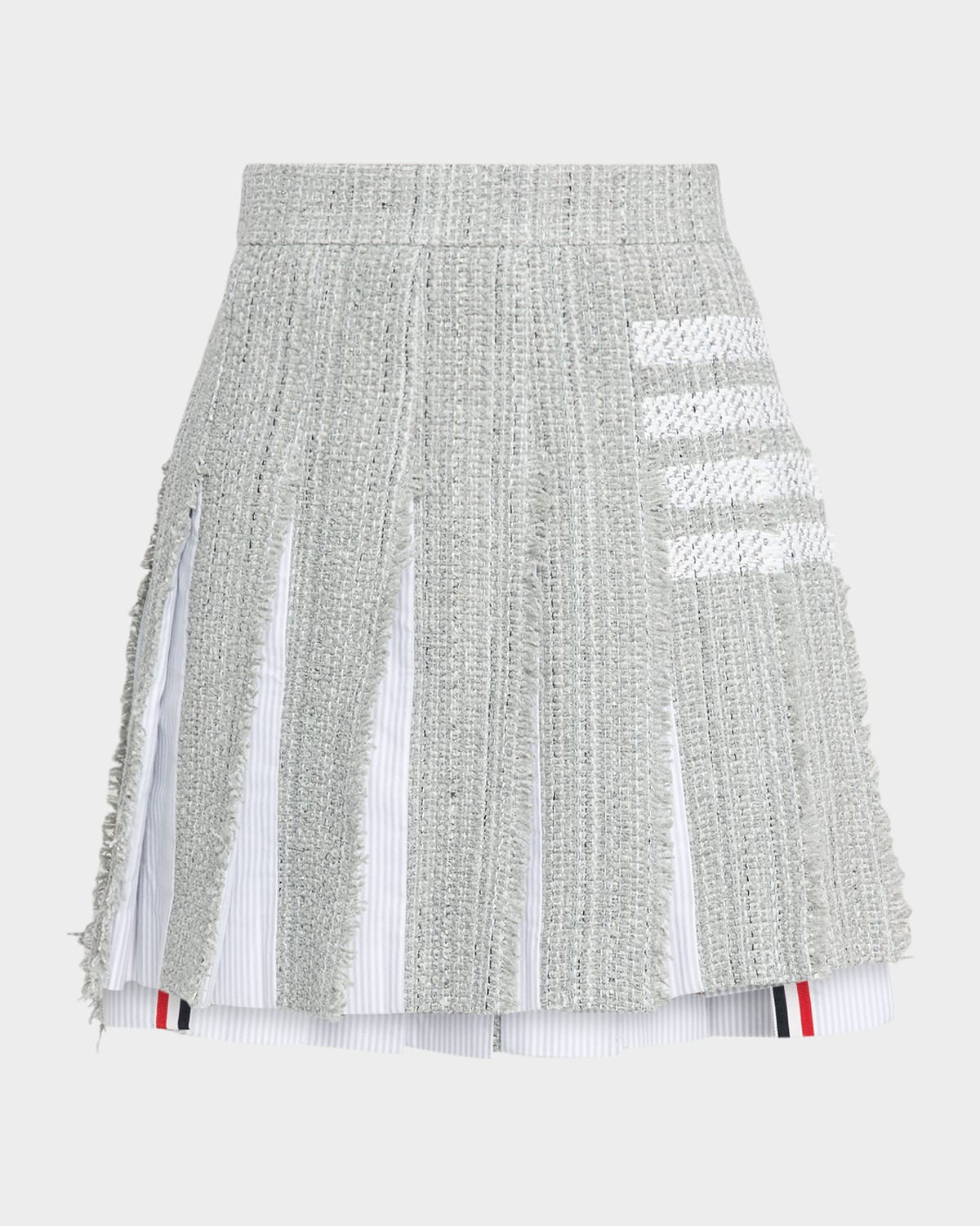 Combo Pleated 4-Bar Tweed Mini Skirt | Neiman Marcus