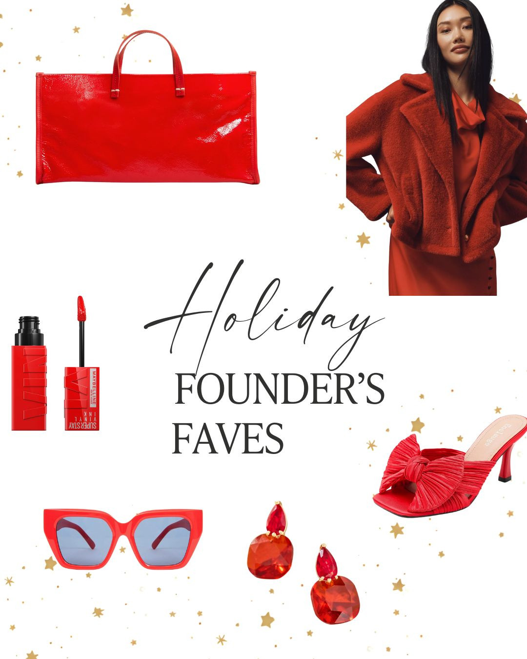Turn up the holiday glam with Ann’s bold red style edit a curated collection of pieces that make every outfit unforgettable. From the perfect red lipstick and statement earrings to a luxe faux-fur coat, vibrant mules, chic sunglasses, and the ultimate glossy red handbag, this Founder’s Faves roundup is all about confidence, color, and celebration. Shop the full red fashion edit below. 

 #LTKHoliday #LTKSeasonal #LTKHome