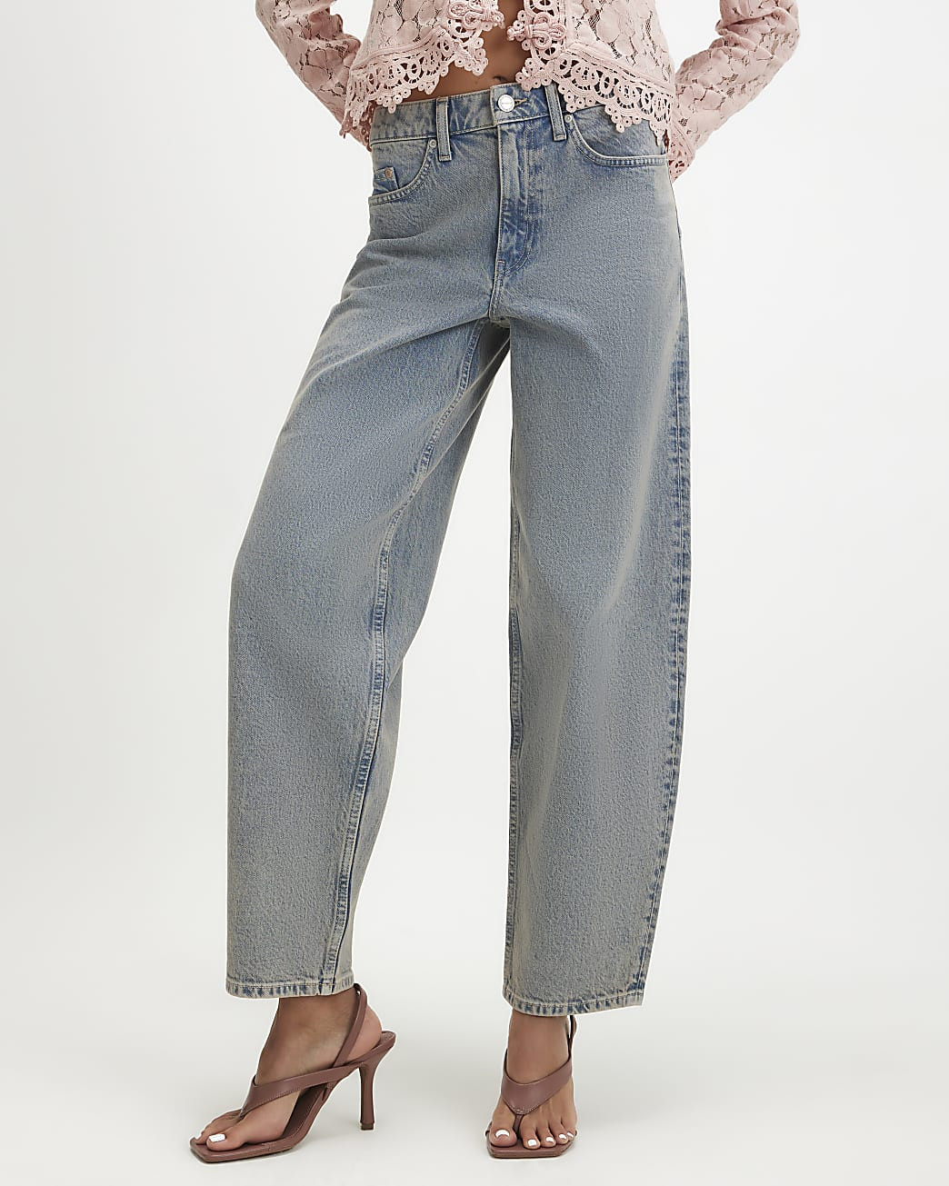 Blue Barrel Leg Jeans | River Island UK & IE
