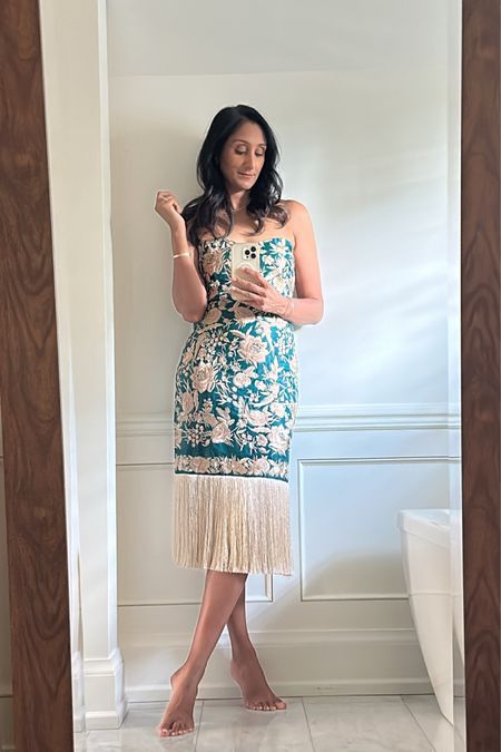 This embroidered, fringed teal dress is gorgeous!
I’m wearing a size medium and it does have straps too

Use FROMRAJ for 25% off

#LTKunder100 #LTKover40 #LTKwedding