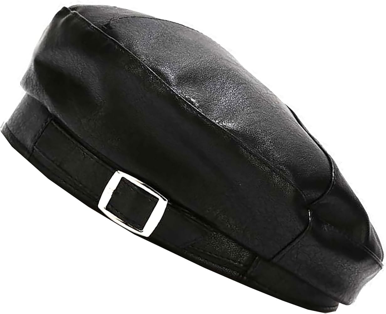 PU Leather Berets Hats Solid Color French Hat Classic Slouchy Tam Caps for Women, Ladies, Girls | Amazon (US)