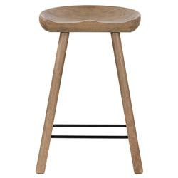 Jimmy Rustic Lodge Natural Matte Solid Wood Counter Stool | Kathy Kuo Home