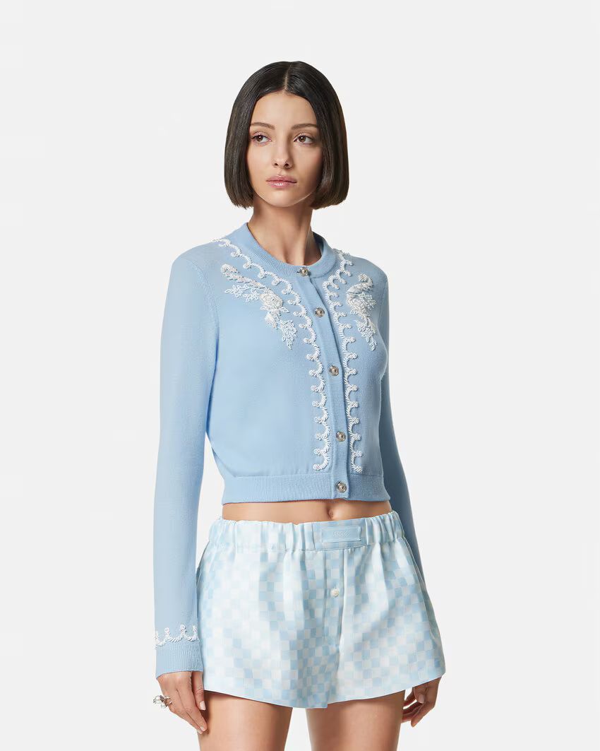 Embroidered Cashmere Knit Cardigan | Versace (US)