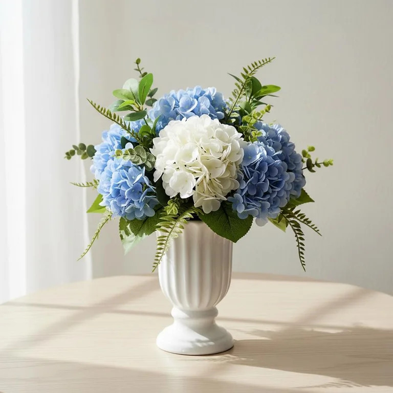 Faux Hydrangeas in Vase, Blue and White, 16.25", by My Texas House | Walmart (US)