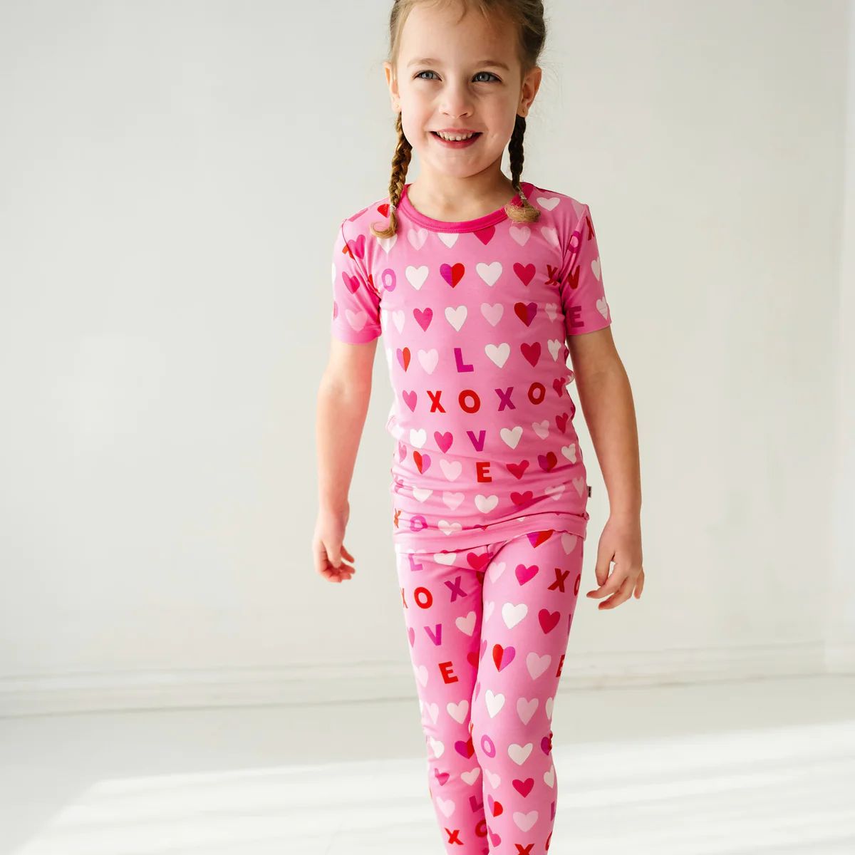 Pink XOXO Two-Piece Short Sleeve Pajama Set | Little Sleepies