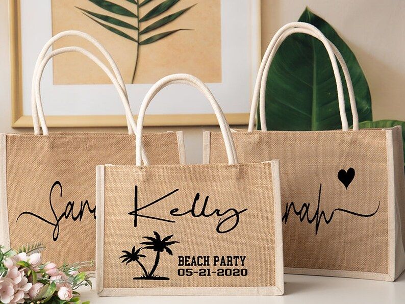 Custom Beach Tote bag, Bridesmaid tote bags with names, Bachelorette gifts,Bridesmaid gifts, Girl... | Etsy (US)