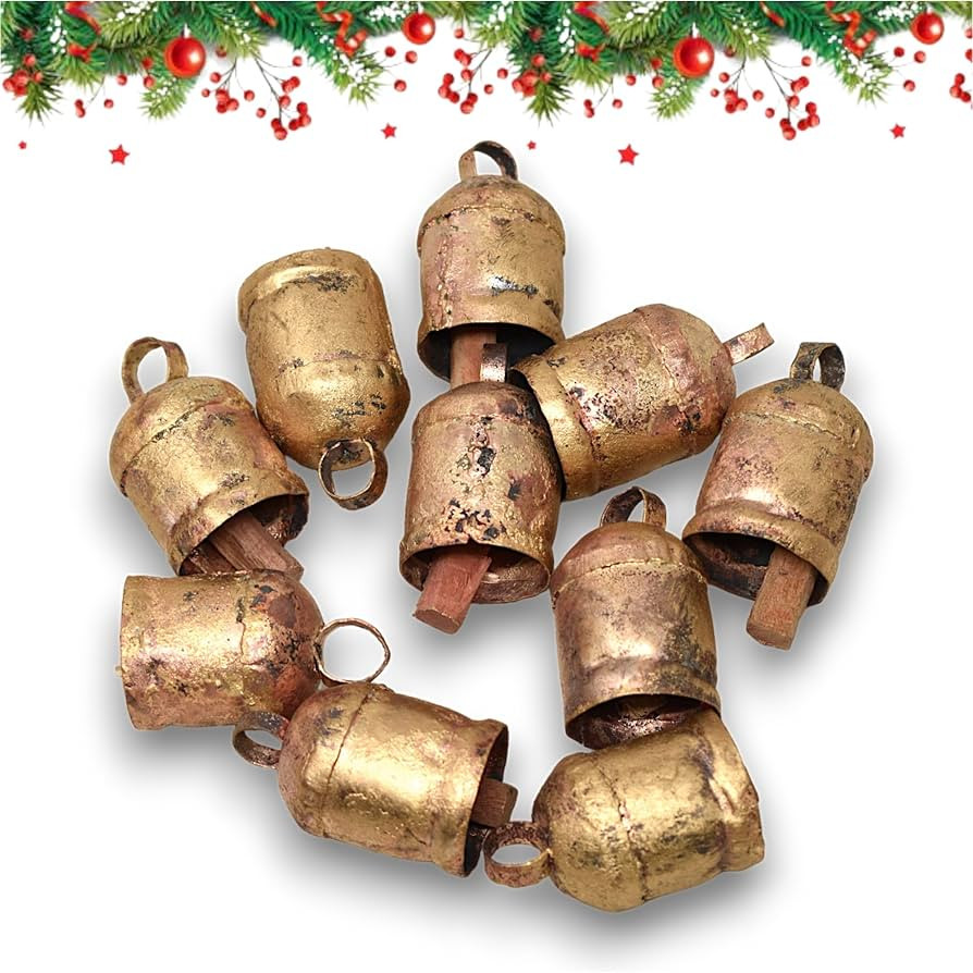 Shabby Chic Bells Style Ten DIY Small Rustic Cow Bells for Crafts Jingle Hanging Bells with Ribbo... | Amazon (US)