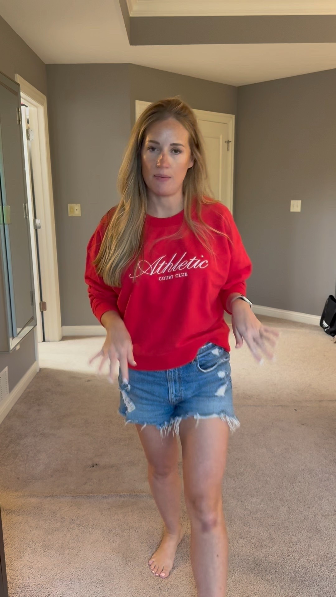 Red, White & Blue summer outfit, Memorial Day, July 4th, Summer, sweatshirt, denim shorts, cropped sweatshirt, red top, sneakers #sneakers #summer #summeroutfit #denimshorts #sweatshirtt



#LTKStyleTip #LTKSummerEdit #LTKOver40